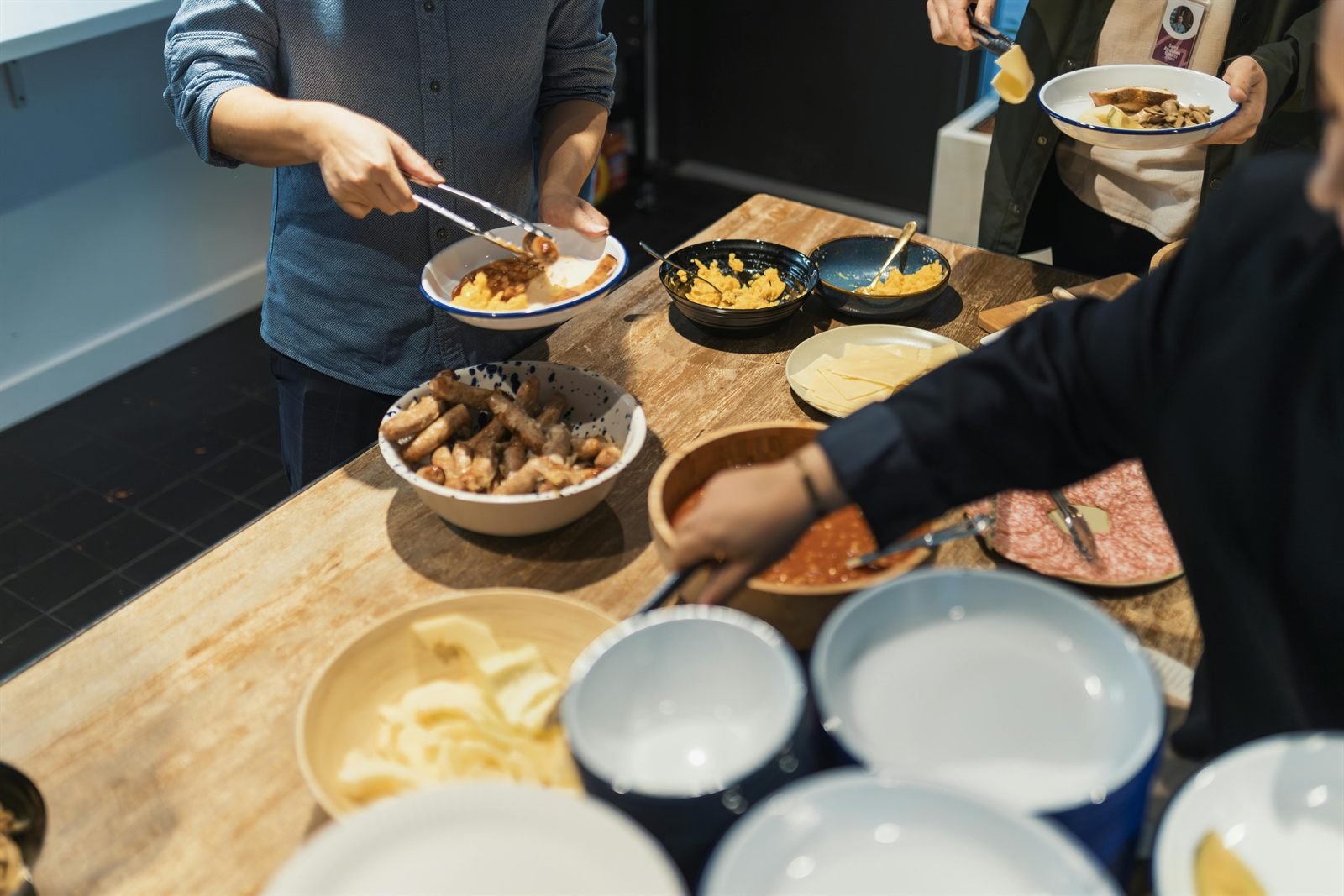 Members sharing a meal together
